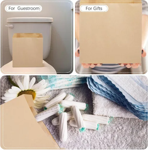 Vista 6 de Tenceur 500 bolsas de eliminación de servilletas sanitarias enceradas de 7.5 x 10 x 3.5 pulgadas, bolsas de papel kraft para higiene femenina