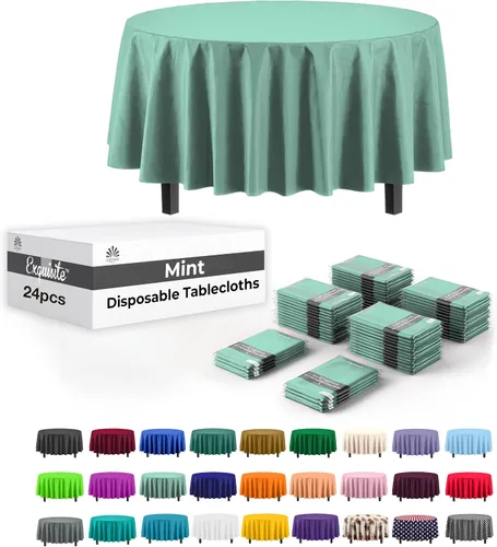 Vista 23 de Party Solids Mantel rectangular de plástico color azul aguamarina, 54 x 108 pulgadas, paquete de 24