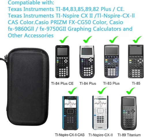 Vista 2 de Funda de transporte para calculadora gráfica para TI-84 Plus CE, funda protectora rígida de EVA a prueba de golpes para Texas Instruments TI-84 Plus