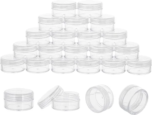 Vista 10 de 10 Gram 20 Unidades de Envases de Muestra, Pequeños Envases de Plástico con Tapa, Envases de Muestra Vacíos con Etiquetas y Mini Cucharas Negro