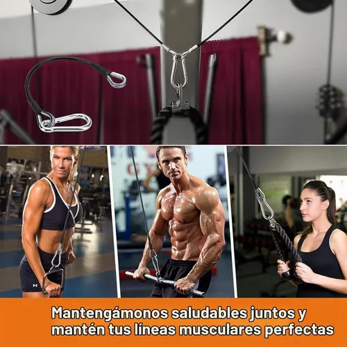 Vista 6 de 2 piezas de extensión de cable para gimnasio, accesorios de reemplazo para máquina de cable, accesorios de polea de cable para gimnasio - cuerda