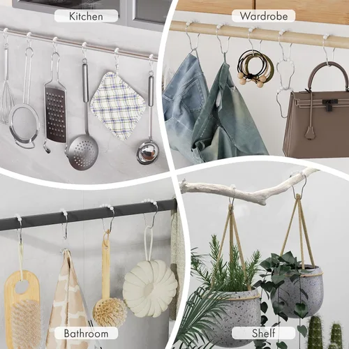 Vista 8 de Amazer - Juego de 12 ganchos decorativos para cortina de ducha de acero inoxidable para barras de cortinas de baño, blanco acrílico