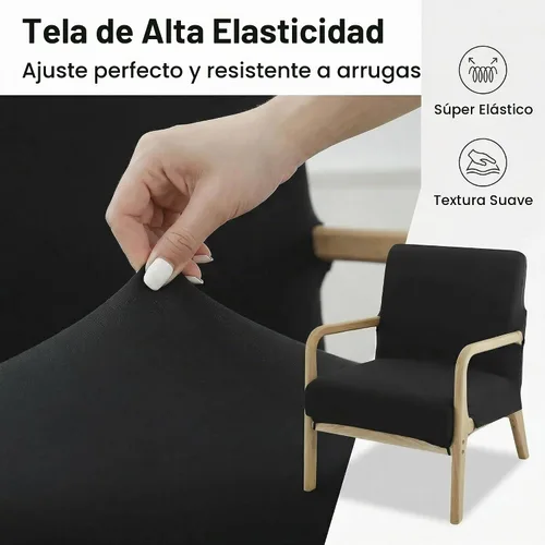 Vista 3 de Deisy Dee Funda para silla moderna de mediados de siglo impresa, Fundas elásticas para sillón de lectura, fundas tapizadas para sillas de sala Negro