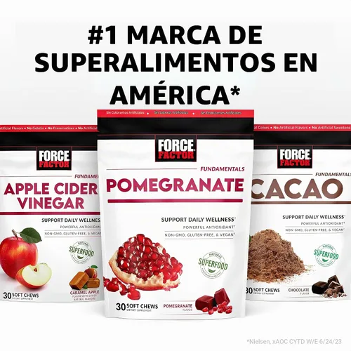 Vista 7 de Force Factor Masticables suaves de granada para el envejecimiento saludable, salud del corazón, salud ósea y salud cerebral, suplemento