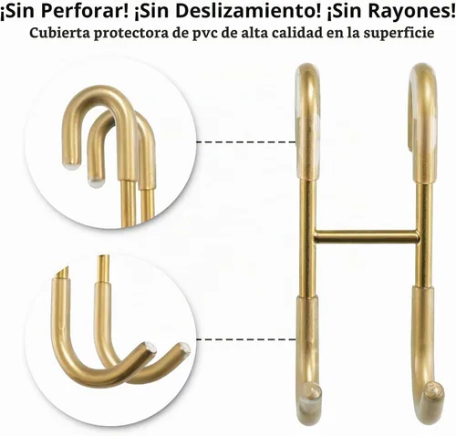 Vista 2 de NINETREX - Ganchos para puerta de ducha, ganchos sobre puerta de vidrio para baños de vidrio sin marco, gancho de acero inoxidable SUS 304 Dorado