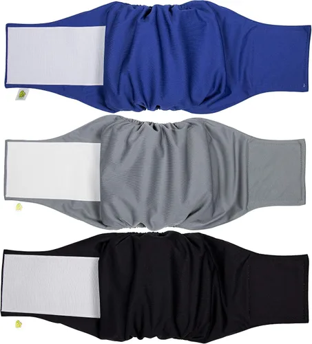 Vista 9 de PET MAGASIN Pañales para perros machos con forma de vientre (paquete de 3) (M, camuflaje)