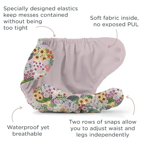 Vista 5 de Set de Paquete de Pañales de Tela Esembly - 3 Forros Internos Absorbentes de Algodón Orgánico y 1 Cubierta de Pañal Exterior Impermeable - Pañales
