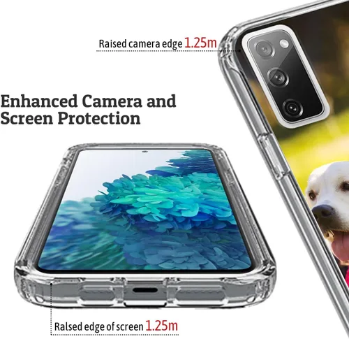 Vista 4 de Funda resistente personalizada para Samsung Galaxy S20 FE [protector de pantalla de vidrio templado] [carcasa de silicona suave] [parachoques de PC]