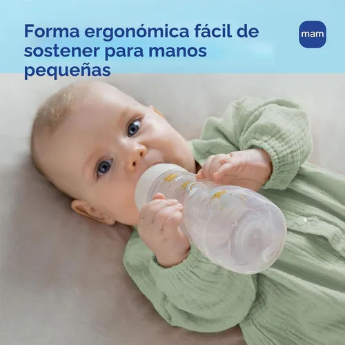 Vista 4 de MAM Biberón anticólico activo activo de flujo natural de 11 oz, 4+ meses Azul verdoso