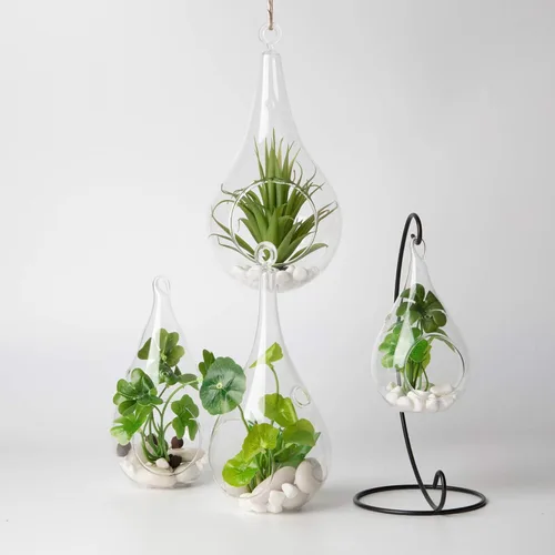 Vista 7 de WGV - Planta colgante de vidrio terrario a granel, ancho de 3 pulgadas, altura 5.5 pulgadas, lágrima de bricolaje, maceta de aire para suculentas