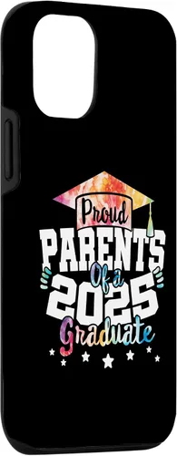 Vista 3 de iPhone 15 Parents of a 2025 Graduate Tie Dye Class Senior Graduation Case