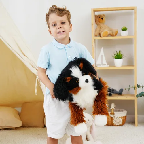 Vista 7 de Animal de peluche con peso, cachorro de peluche suave, perro de montaña de Berna, regalo de juguete para niños y adultos, 4.5 libras, 25 pulgadas