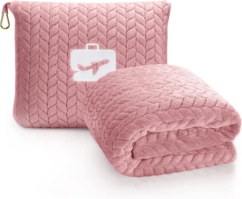 Vista 11 de EverSnug Manta y Almohada de Viaje 68x42 pulgadas - Microforro Ultra-Suave Premium 2 en 1 Compacta y Empacable Manta de Vuelo con Funda de Bolsa