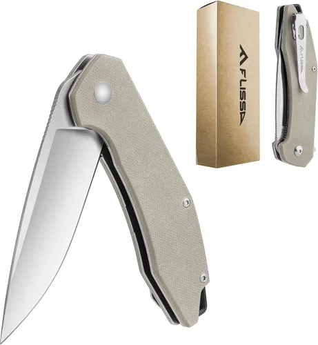 Vista 10 de FLISSA Cuchillo de bolsillo, cuchillo táctico plegable con mango G10, hoja D2, seguro de revestimiento, clip de bolsillo, cuchillo EDC para Negro