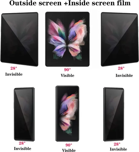 Vista 3 de Paquete de 2+2 protectores de pantalla mate de privacidad para Google Pixel 9 Pro Fold, antiespías, 1 unidad exterior + 1 película suave interior, 2