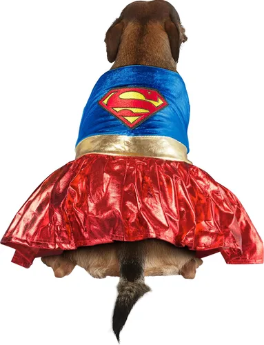 Vista 6 de Rubies disfraz para perro de la colección de héroes y villanos de DC, de Superchica, S, Azul