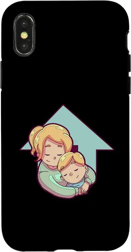 Vista 5 de iPhone 16 Mother And Child Illustration For Kids Case