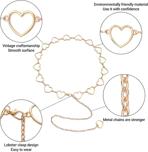 Vista 4 de Ovida Cinturón de cadena de metal para mujer, cinturón de cadena de estilo vaquero occidental, cinturón ajustable para suéteres, vestidos, jeans