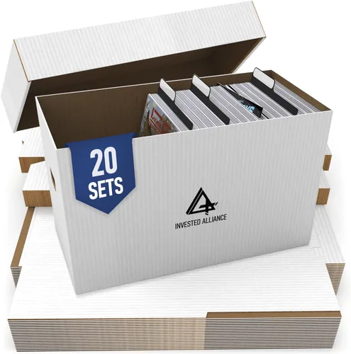 Vista 10 de Caja de almacenamiento de cómics cortos premium (paquete de 3 - blanco). Caja/gabinete de cartón grueso para cómics. Contenedor de libros de cómics