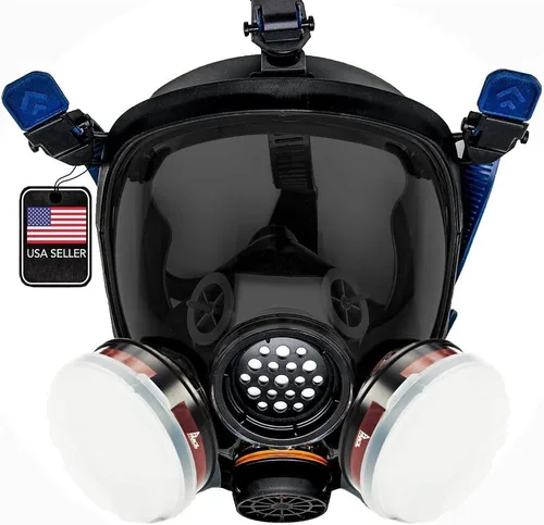 Vista 10 de Parcil Distribution Full Face Respirator Mask - Air Purifying, Organic Vapor & Particulate - Industrial Use - CE Tested