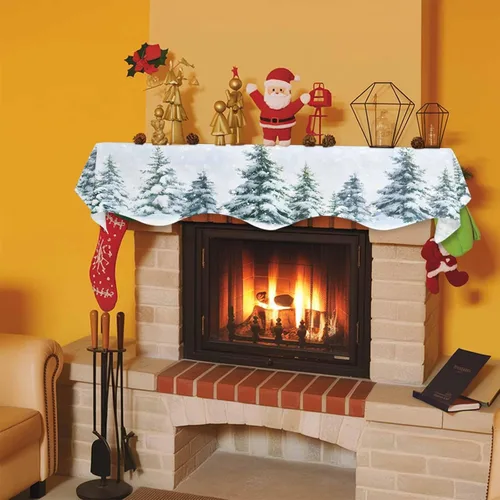 Vista 8 de Funda de bufanda de chimenea de Navidad, mantel superior, bufanda para Navidad, Halloween, Acción de Gracias, otoño, decoración de interiores