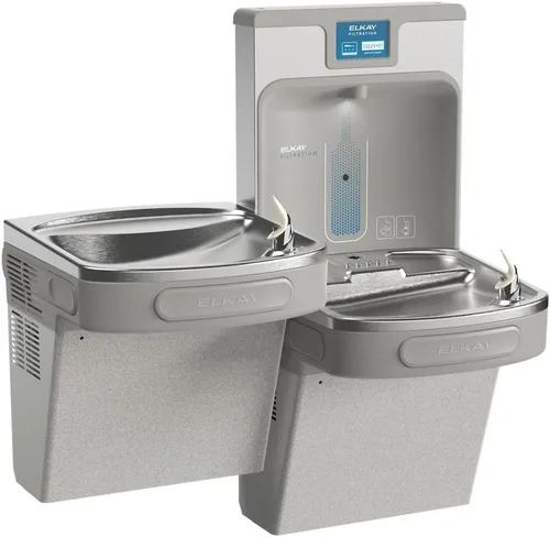 Vista 13 de Elkay EZH2O Bottle Filling Station & Versatile Bi-Level ADA Cooler, Filtered Non-Refrigerated Light Gray