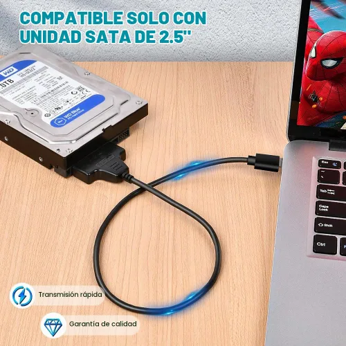 Vista 2 de Ainiv Cable adaptador USB 3.0 a SATA para unidades SSD HDD de 2,5