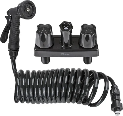 Vista 9 de Dura Faucet DF-SA188-BK Kit de rociador desmontable de conexión rápida para exteriores, manguera, puerto y muelle de pulverización utilitario