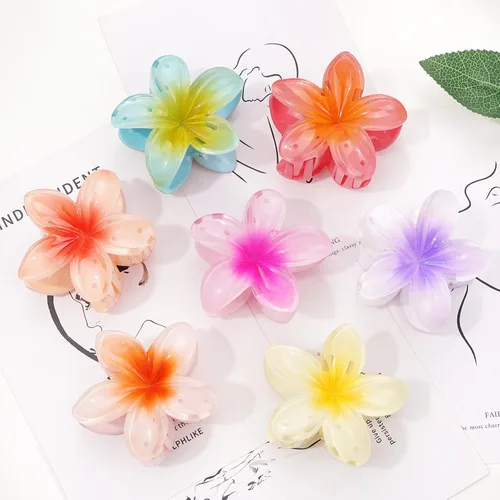 Vista 5 de 7 pinzas hawaianas para cabello grueso, pinzas de flores grandes para plumeria, pinzas de hibisco, accesorios para el cabello para mujeres