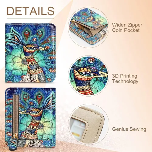 Vista 5 de APHISON Billetera para mujer, delgada y pequeña, cartera RFID para mujer, 09-0098, Moda