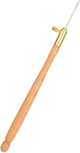 Vista 2 de Ganchos de madera francesa, aguja de bordado francés de ganchillo, mango con 3 agujas, juego de herramientas francesas antibordadas para bordar