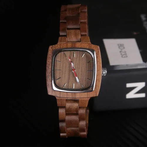 Vista 3 de Tiong Brand Wooden Watches Mens with Handmade Colorful Bamboo Wood Watch Analog Date Quartz Wooden Watch for Men