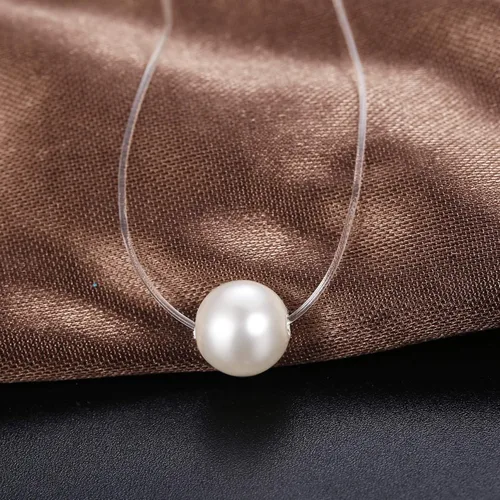 Vista 6 de Milacolato - Collar de cadena de pesca transparente con circonitas 5