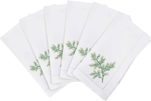 Vista 53 de Juego de 6 servilletas bordadas de magnolia hechas a mano con borde cosido
