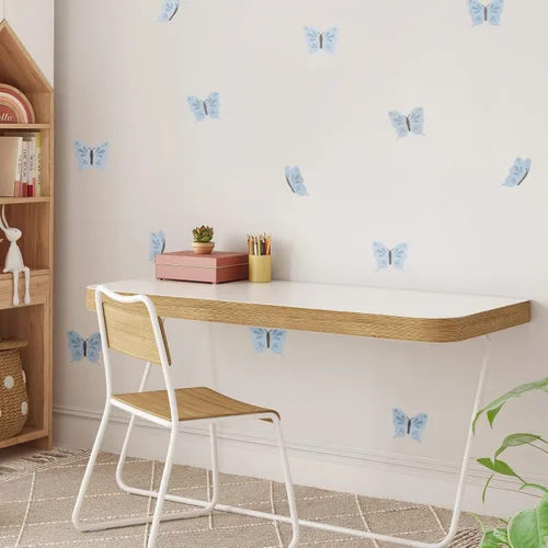 Vista 2 de Teddylabels - Mariposas azules - Pegatinas de pared fáciles de aplicar y extraíbles: transforma el dormitorio de tus niños pequeños con una