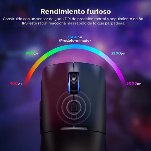 Vista 3 de Lenovo Legion M220 - Mouse inalámbrico RGB para juegos, Bluetooth de doble canal, 2.4 GHz inalámbrico, carga USB-C, interruptor DPI de 5 niveles