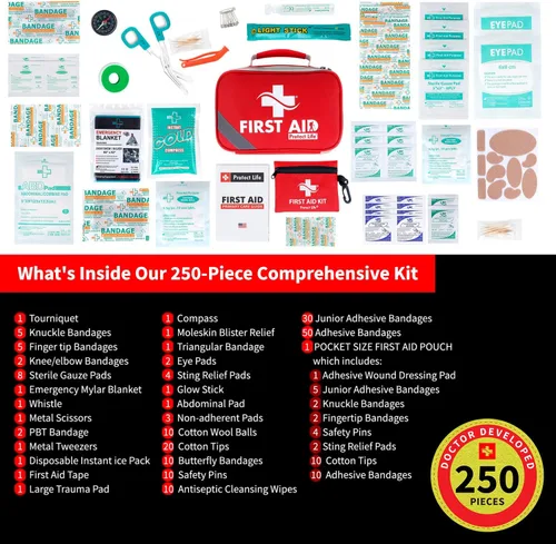 Vista 9 de Protect Life Kit de primeros auxilios para el hogar y la empresa, 250