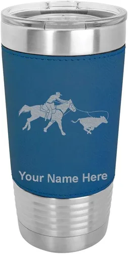 Vista 15 de LaserGram Vaso aislado al vacío de 20 onzas, con grabado personalizado incluido (cuero sintético, estilo béisbol)