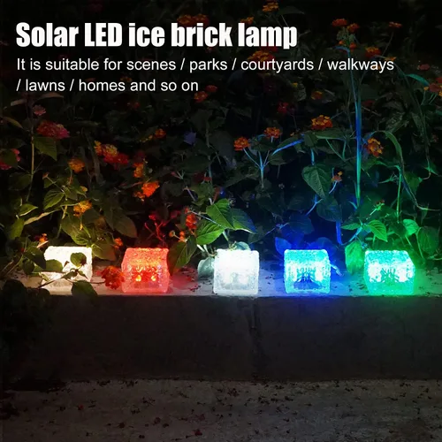 Vista 5 de Luces de pavimentación solares para bordes de paisaje, 1 paquete, adoquines cuadrados de luz que cambian de color para patio exterior, ladrillos