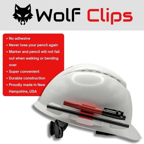 Vista 2 de Diligence, clips de lobo, accesorio para casco duro, marcador y lápiz de carpintero, rojo