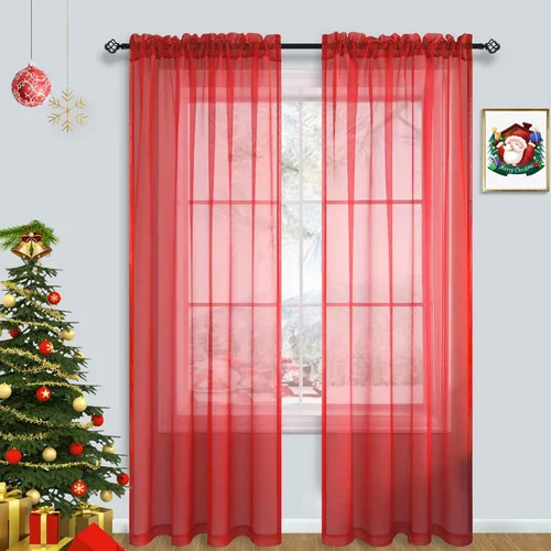 Vista 42 de Cortinas traslúcidas negras de 45 pulgadas de largo para ventanas de baño, juego de 2 paneles, cortinas de media ventana para cocina y dormitorio