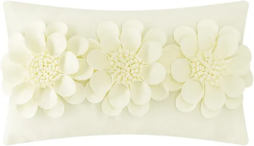 Vista 8 de JWH - Funda de almohada de flores 3D, terciopelo, rosa brillante, 12 x 20 pulgadas Acento decorativo de girasol, diseño floral lumbar, cama