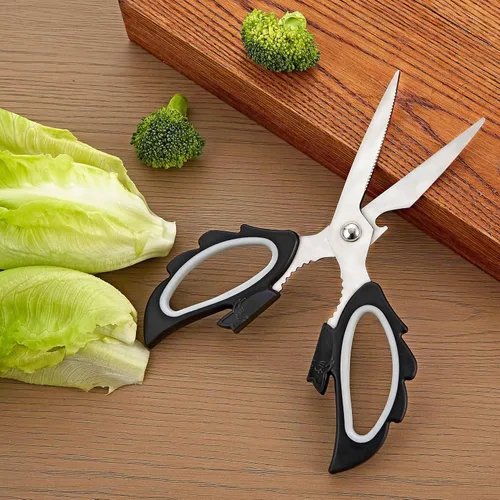Vista 5 de Livin Tijeras estéticas de cocina con alas de ángel y gatos, ambidiestras con mango de agarre grande para diestros e zurdos, tijeras ergonómicas