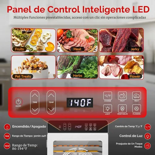Vista 2 de Deshidratador de alimentos Prenafla con 10 bandejas para cecina, frutas
