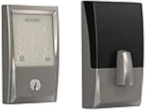 Vista 2 de Schlage Encode Wi-Fi Smart Lock con juego de entrada Century para puerta delantera, níquel satinado