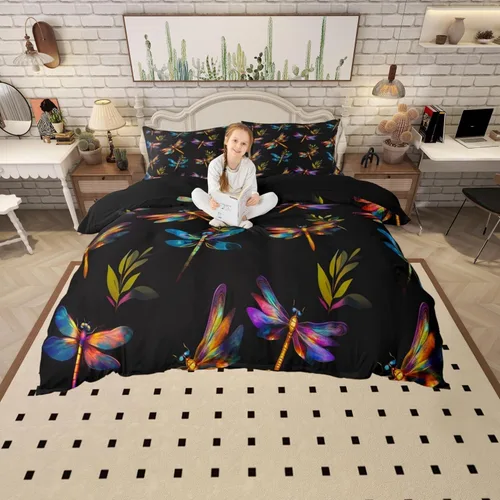 Vista 23 de Juego de ropa de cama de animales de gato misterioso, bohemio, exótico, tribal, abstracto, arte abstracto, juego de funda de edredón para decoración