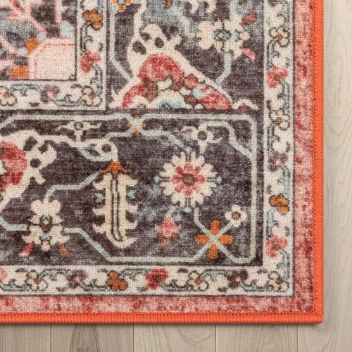 Vista 4 de Well Woven Kings Court Zazzu - Alfombra de área con parte trasera de goma antideslizante con medallón oriental de 5 x 7 pies, apta para niños
