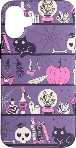 Vista 22 de iPhone 16 Vintage Witchy Magical Witch Tool box Cute Halloween Purple Case