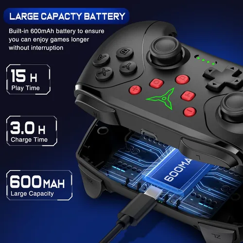 Vista 7 de Wireless Switch Controller for Nintendo SwitchLiteOLED Controller, Switch Controller with a Mouse Touch Feeling on Back Buttons, Extra Switch Pro