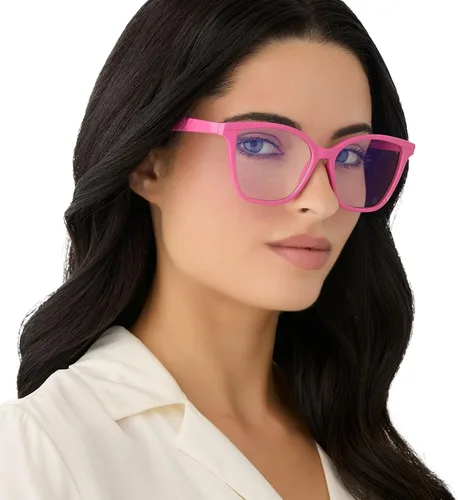 Vista 4 de DIFF Leah - Gafas de lectura Bloqueo de luz azul para lectores de gran tamaño Montura rectangular ligera de diseñador